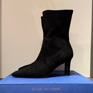 Stuart Weitzman Classic Black Suede Heeled Boots